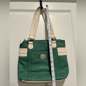 Stone Mountain green and tan tote purse